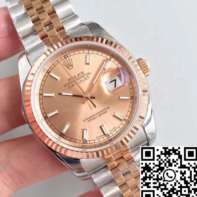 Rose AR Dial 116234 Datejust Rolex Factory Gold 36mm 0504